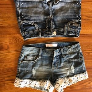 🔥 2 shorts sz 1 No Boundaries juniors blue denim shorts